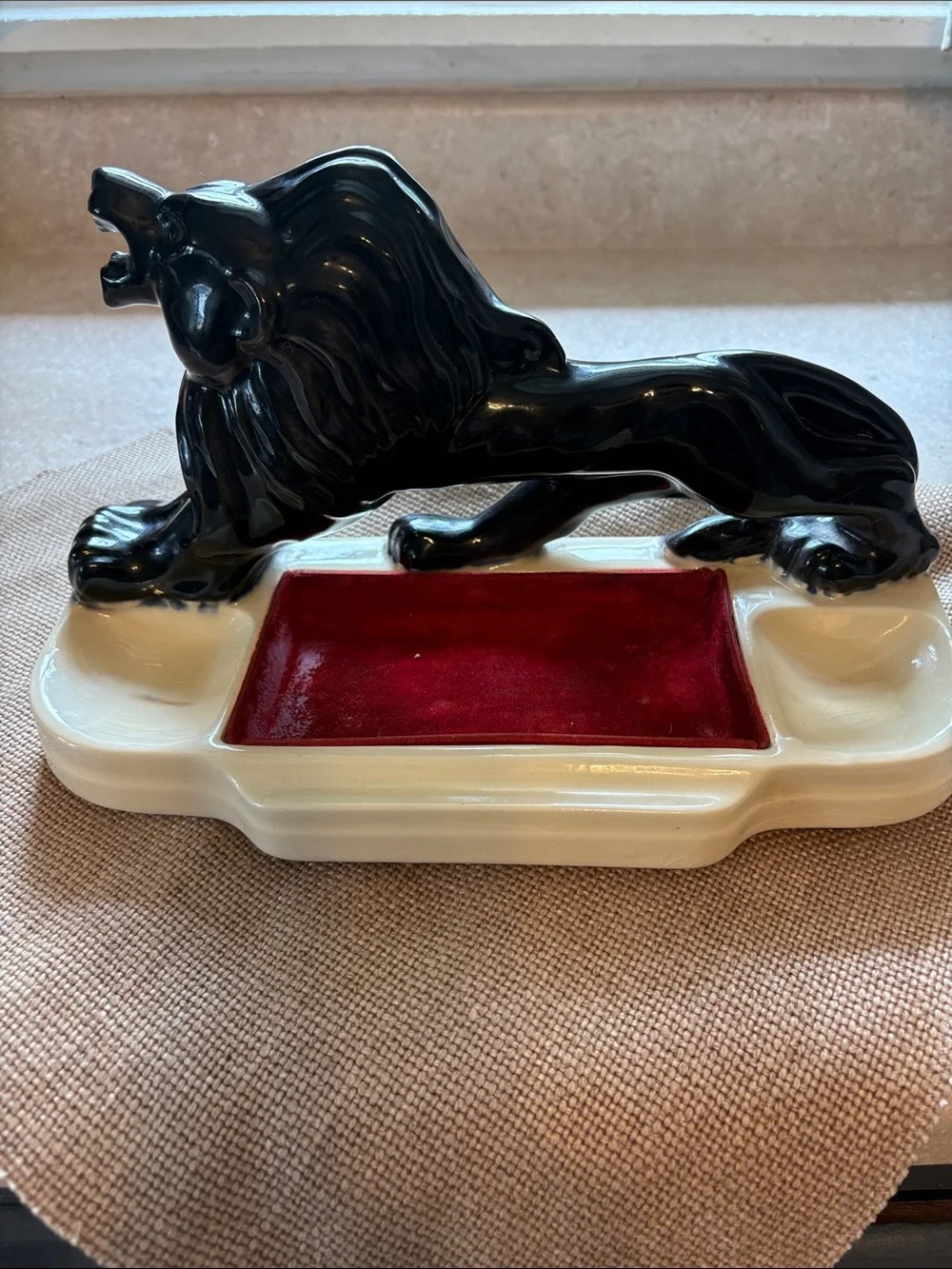 Vintage Mid-Century Modern McCoy Black Lion Dresser Valet Tray